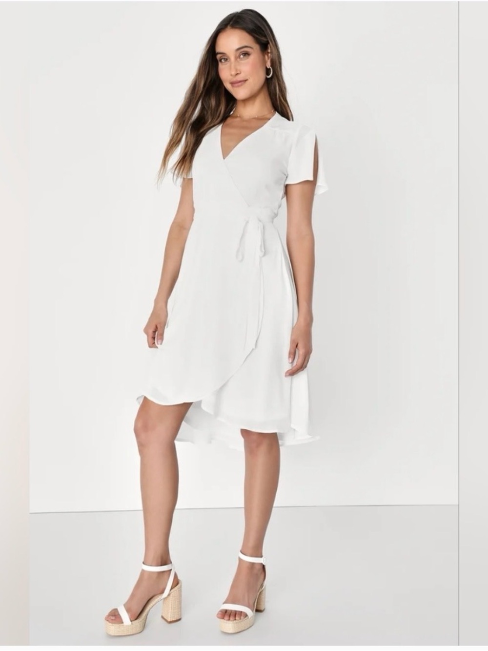 LULUS Rise to the Occasion White Wrap Dress XL